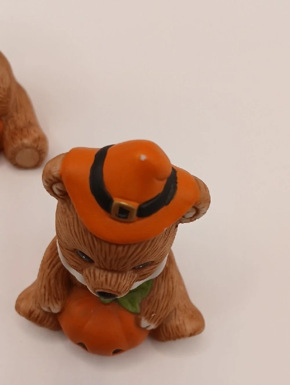 3 Homco Halloween Pumpkin Jack-o-Lantern Bear Figurines #'s 5311 & 1413